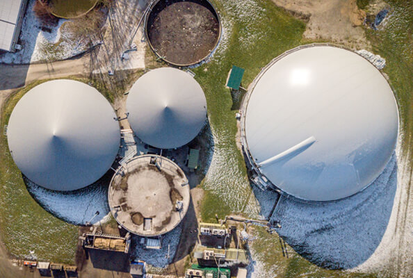 Luftaufnahme der Biogasanlage